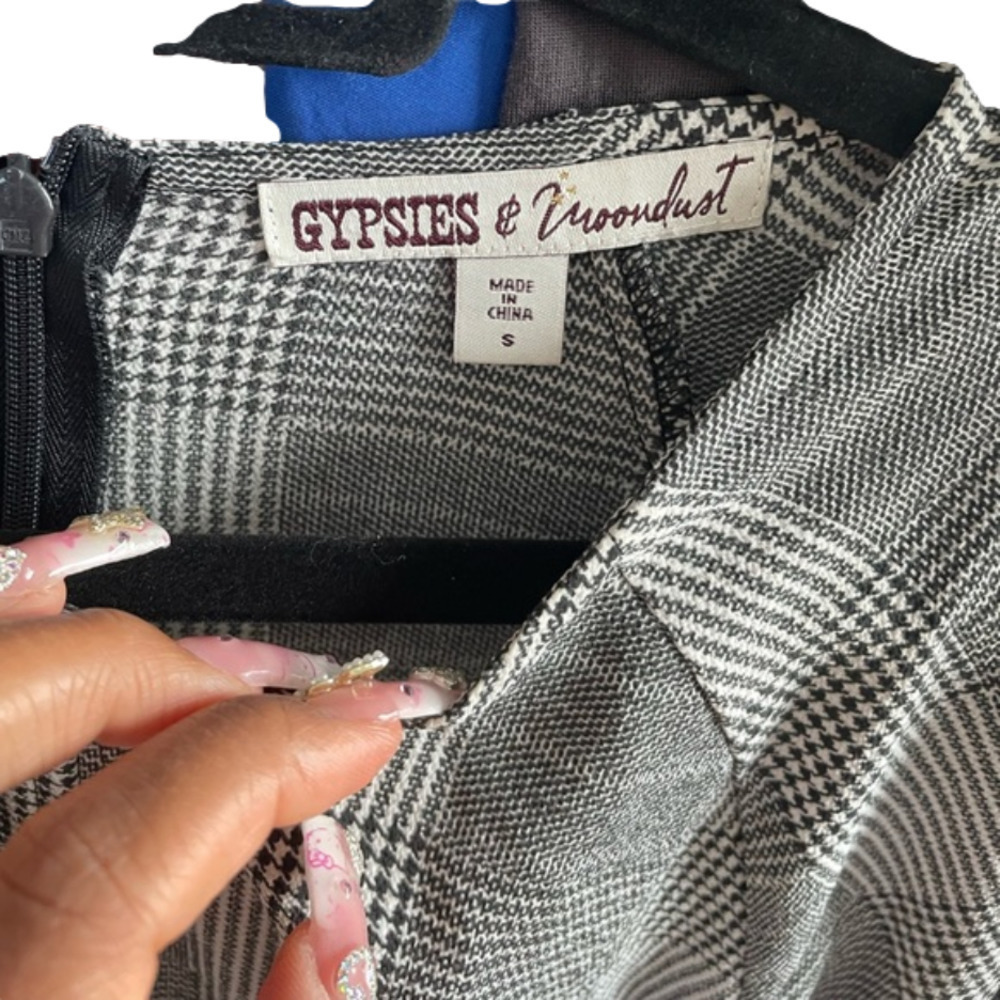 Gypsies & Moondust Houndstooth Grunge Twisted Skater dress woman’s small - Picture 6 of 6